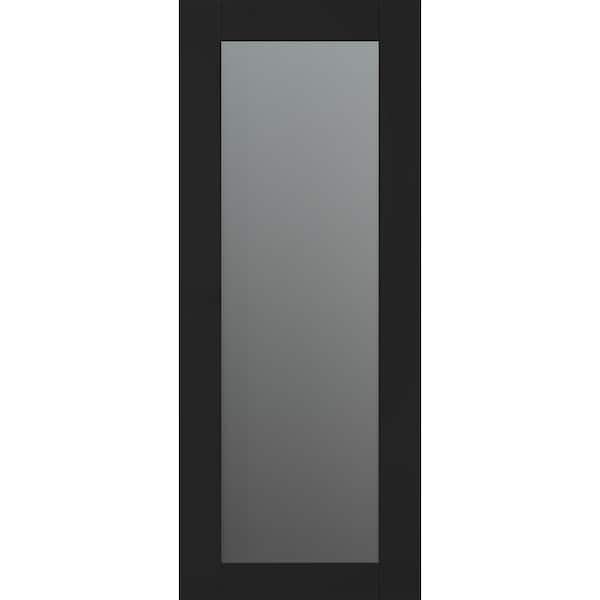 Belldinni Vona 207 28 in. x 80 in. No Bore Solid Core Black Matte Wood And Full Lite Frosted Glass Composite Interior Door Slab