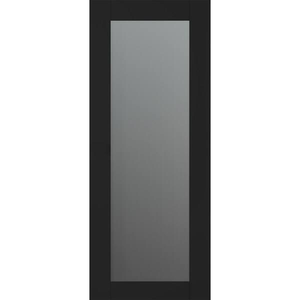 Belldinni Vona 207 28 in. x 96 in. No Bore Solid Core Black Matte Wood And Full Lite Frosted Glass Composite Interior Door Slab
