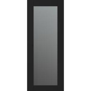Vona 207 30 in. x 96 in. No Bore Solid Core Black Matte Wood And Full Lite Frosted Glass Composite Interior Door Slab