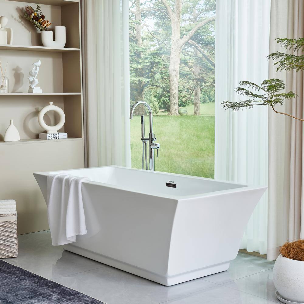 Orion 59'' White Acrylic Freestanding Soaking Bathtub