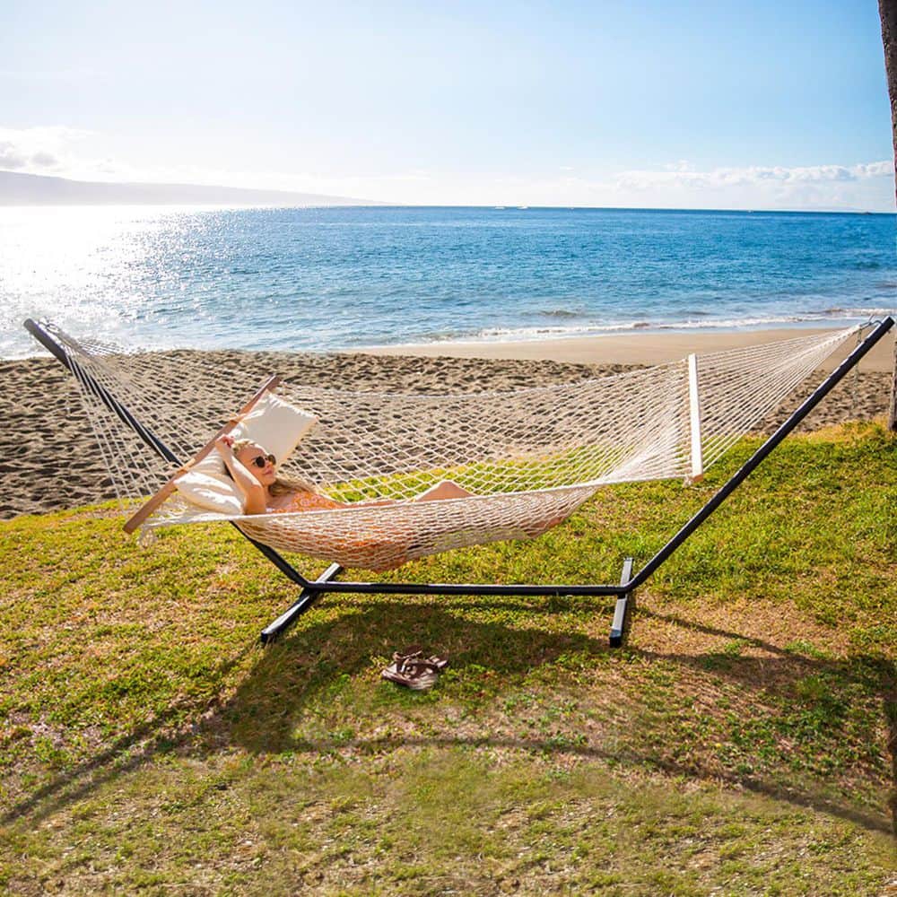 12 ft. Double Outdoor Hammock with Stand Included, Portable Cotton ROP