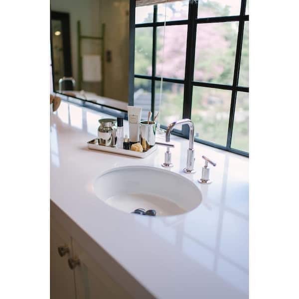 KOHLER Verticyl Oval Vitreous China Undermount Bathroom Sink in Biscuit with Overflow Drain