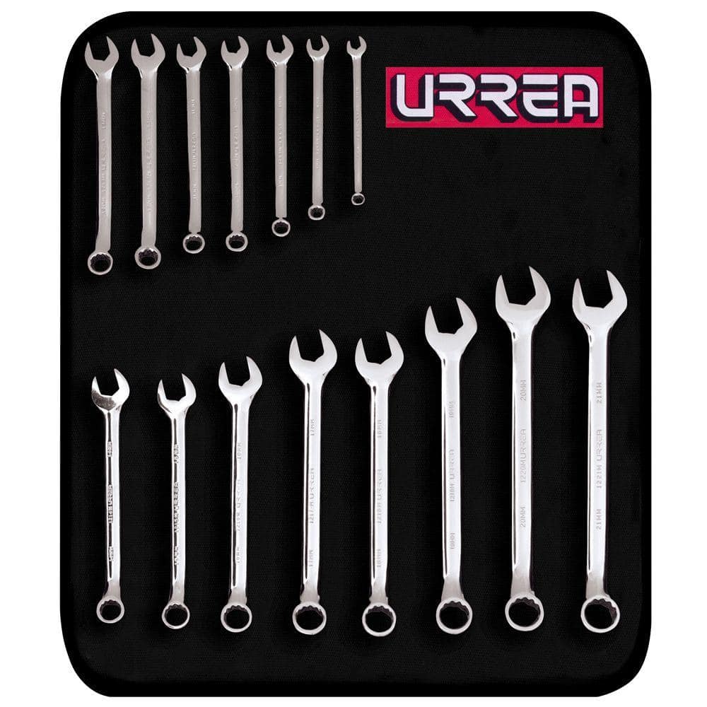 Metric 12-Point Combination Chrome Wrench Set (15-Piece)