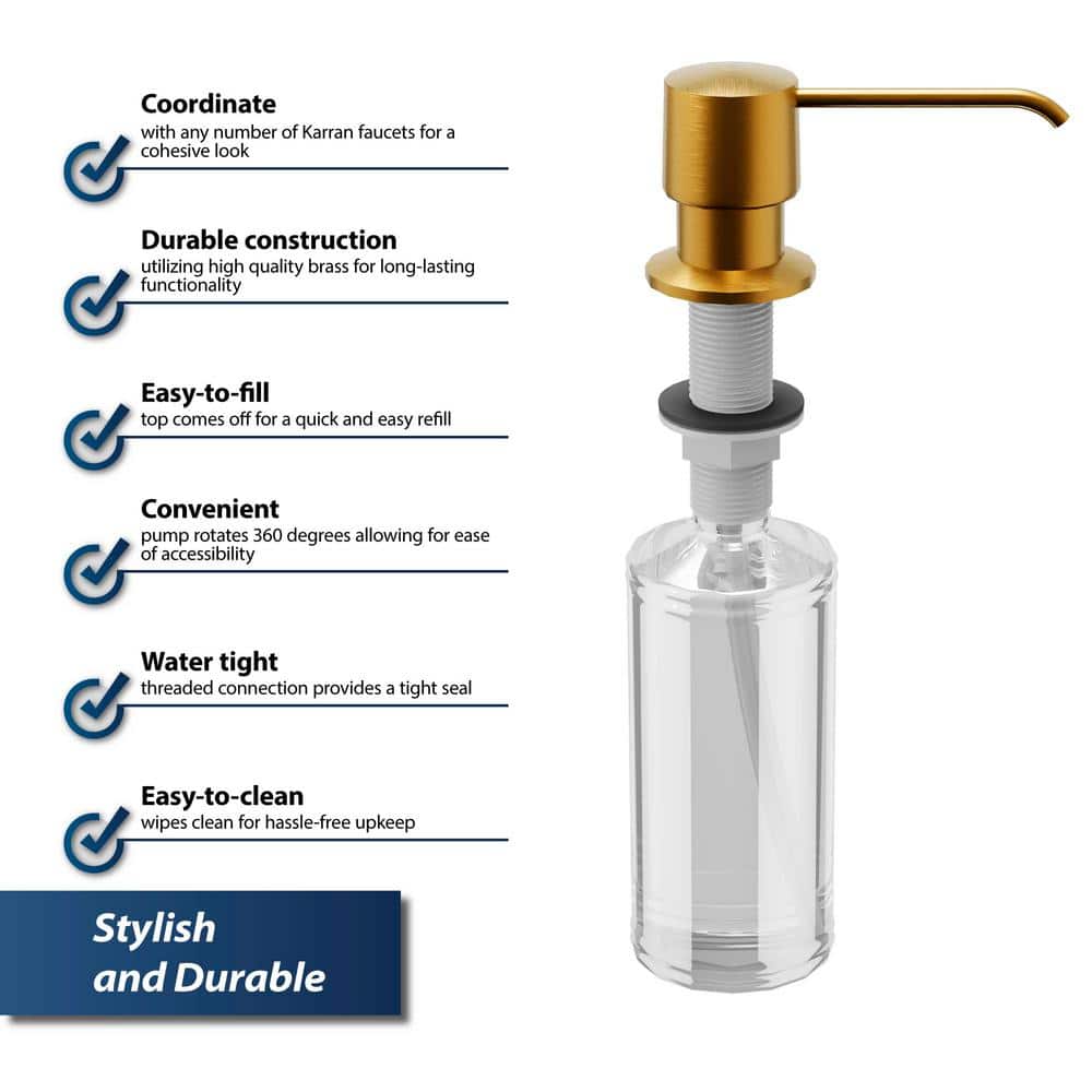 Gold Brass and Plastic Soap/Lotion Dispenser
