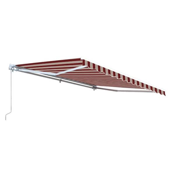 ALEKO Retractable 10 in. x 8 in. Patio Awning 10 ft. x 8 ft. (3 m x 2.5 m) Multistripes Red