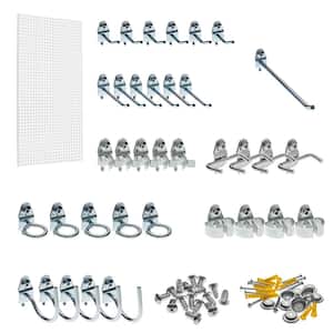 24 in. H x 42 in. W Pegboard 1-Pack White High-Density Fiberboard Kit with 36 Hooks