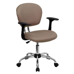 Mid-Back Coffee Brown Mesh Swivel Task Chair with Chrome Base and Arms