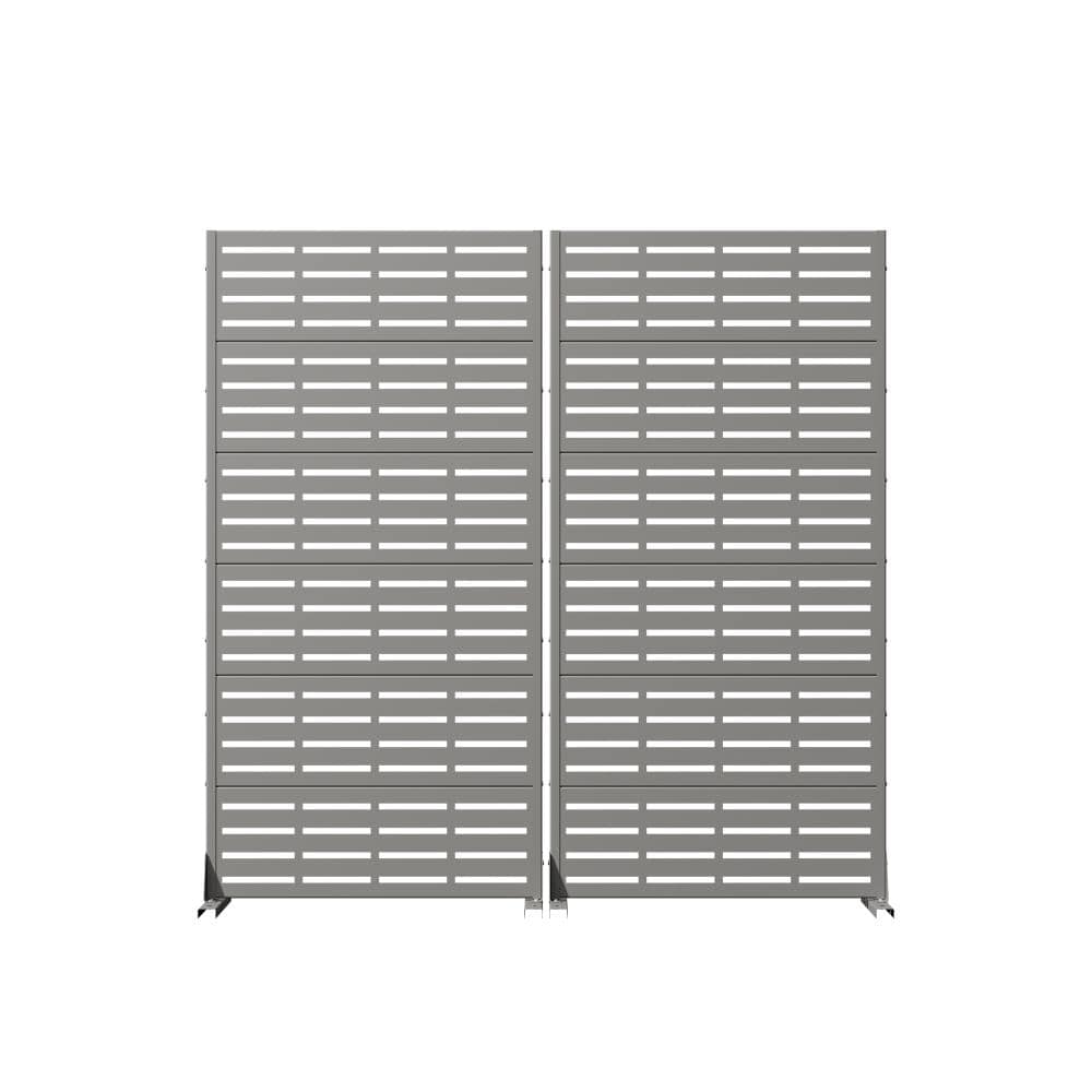 35 in. W x 72 in. H Gray Metal No Dig Freestanding Outdoor Privacy Screen Rust-Resistant Decorative Fence (2-Pack) price history on PriceWatchPro