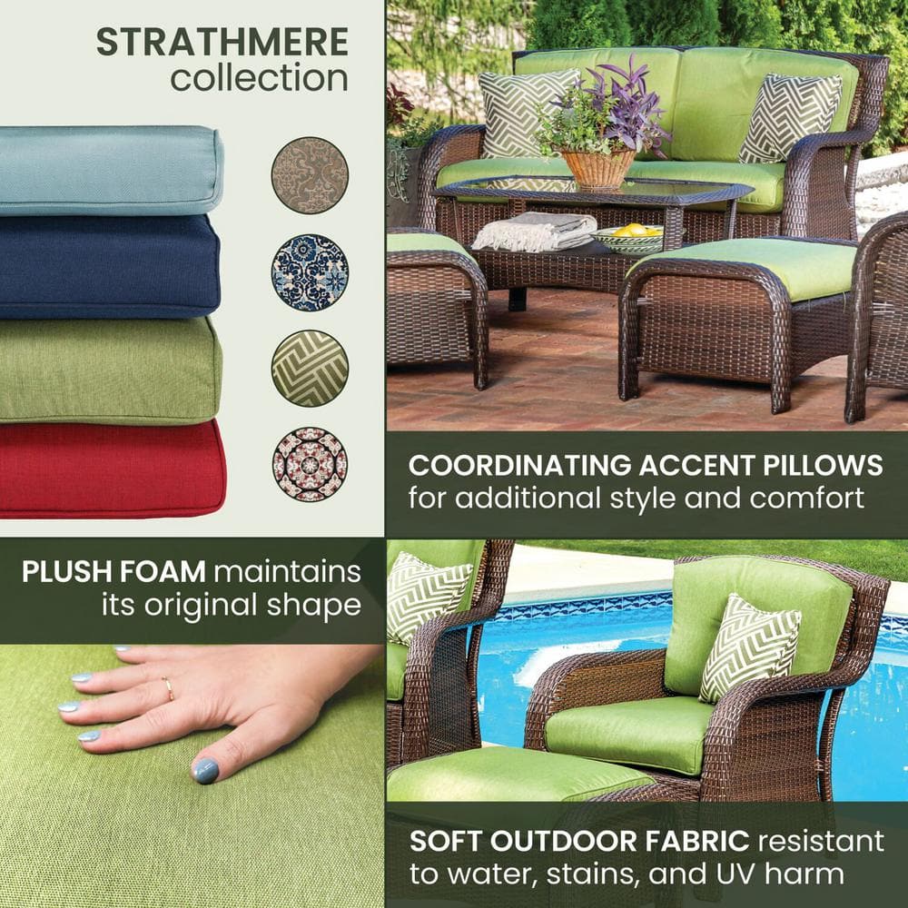Strathmere Cilantro Green Wicker and Steel 6-Piece Outdoor Loveseat Set