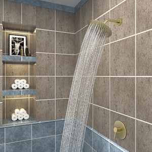 Single Handle 1-Spray Shower Faucet 1.5 GPM with Ceramic Disc valves in. Brushed Gold