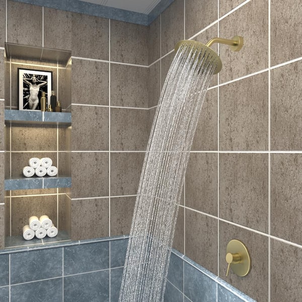 Staykiwi Single Handle 1-Spray Shower Faucet 1.5 GPM with Ceramic Disc valves in. Brushed Gold