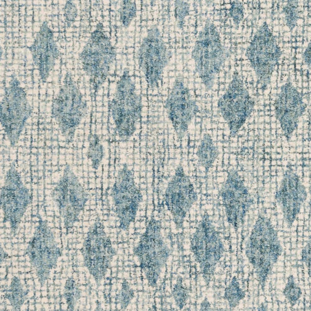 Handmade Abstract Blue Wool Rectangular Rug, 9' x 12'