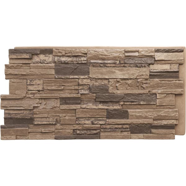 Ekena Millwork 48-5/8 in. x 24-3/4 in. Cascade Stacked Stone, StoneWall Faux Stone Siding Panel