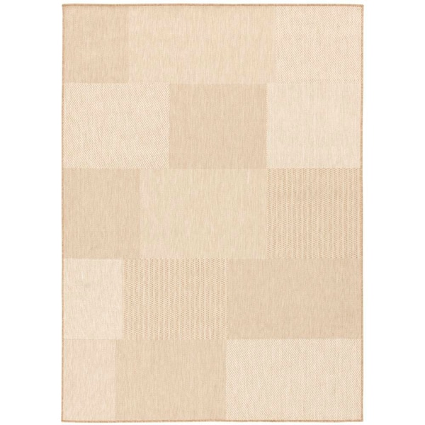 Brown/Ivory 5 ft. x 7 ft. Patchwork Indoor/Outdoor Area Rug