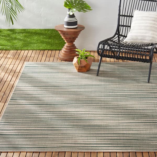 Patio Country Wynona Green/Beige 8 ft. x 10 ft. Abstract Indoor/Outdoor Area Rug