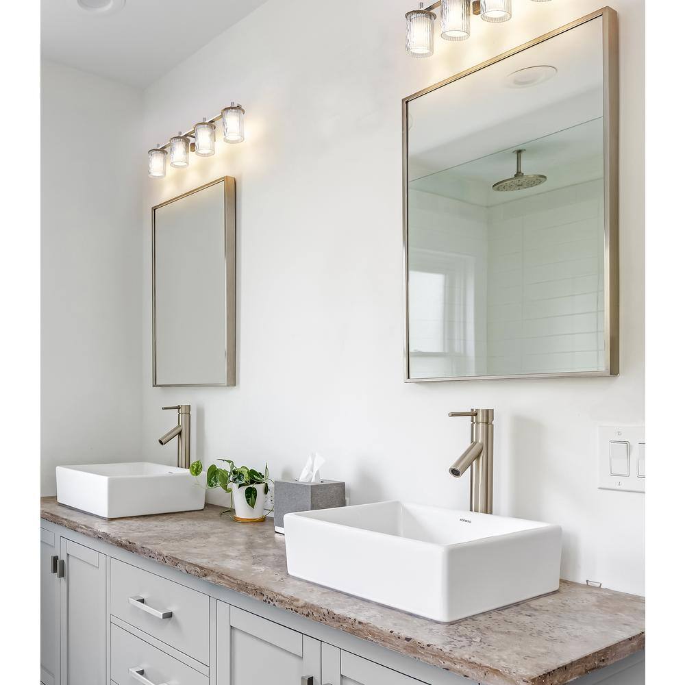 Brushed Nickel 31" 4-Light Cylinder Vanity Light