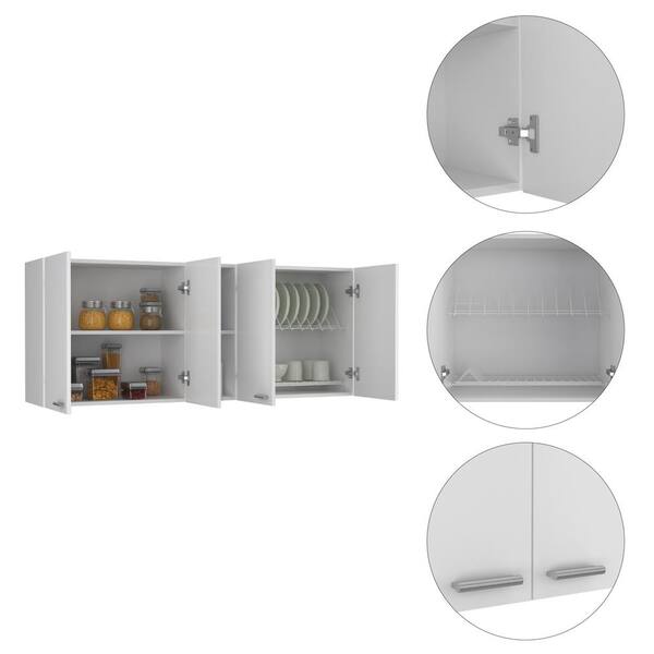 Adrinfly 12.40 in. W x 59.10 in. D x 23.60 in. H Particle Board Ready to Assemble Upper Base Kitchen Cabinet in White