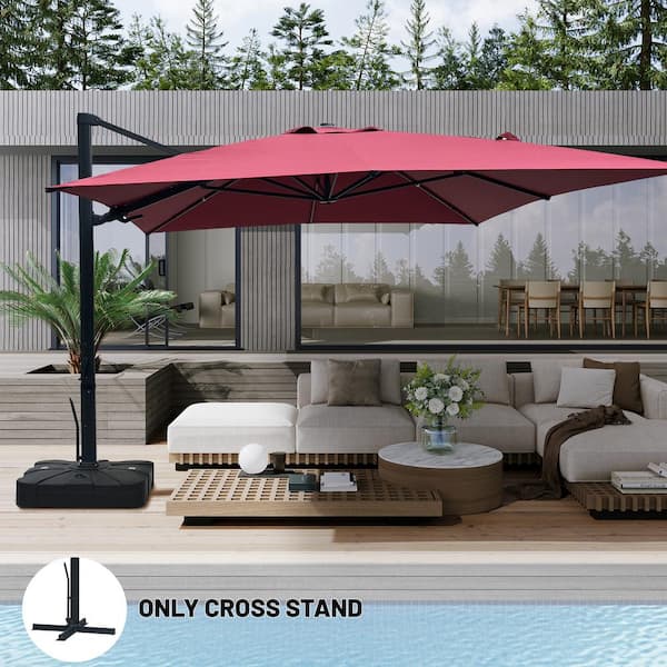 Boyel Living 10x10 ft. 360°Rotation Square Outdoor Cantilever Patio Umbrella in Red