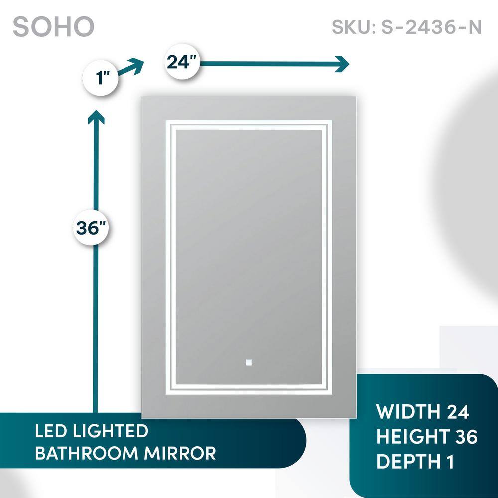 Sleek Soho 24"x36" LED Bathroom Mirror with Ambient Acrylight