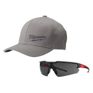 Large/Extra Large Gray Fitted Hat and Safety Glasses with Tinted Anti-Scratch Lenses