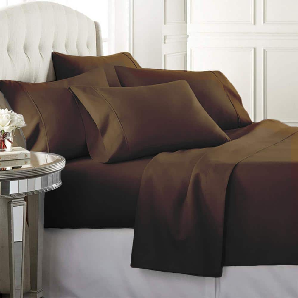 California King Chocolate Microfiber 4-Piece Sheet Set