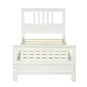 White Full Size Wood Platform Bed with Headboard and Footboard