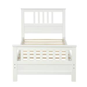43.3 in. White Wood Frame Twin Platform Bed with Headboard and Footboard