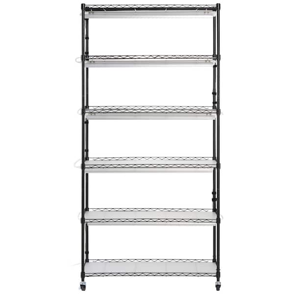 Plant Stand with Grow Light, 6-Tier Large Tall Shelf, 150W Full Spectrum, Timer and Wheel for Indoor Seed Starting