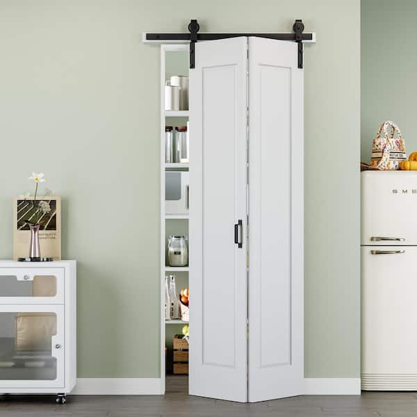 ARK DESIGN 36 in. x 84 in. Paneled 1-Lite White Primed MDF Composite Bi ...