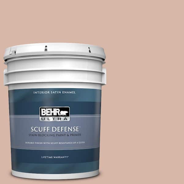 BEHR ULTRA 5 gal. #S190-3 Sedona Pink Extra Durable Satin Enamel Interior  Paint & Primer 775005 - The Home Depot