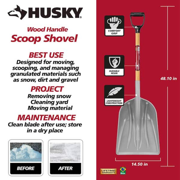 31 in. Wood Handle D-Grip Poly Scoop Shovel