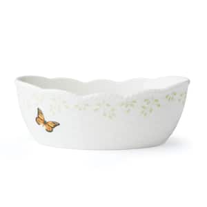 Butterfly Meadow White Porcelain Bread Basket (1-Piece Set)