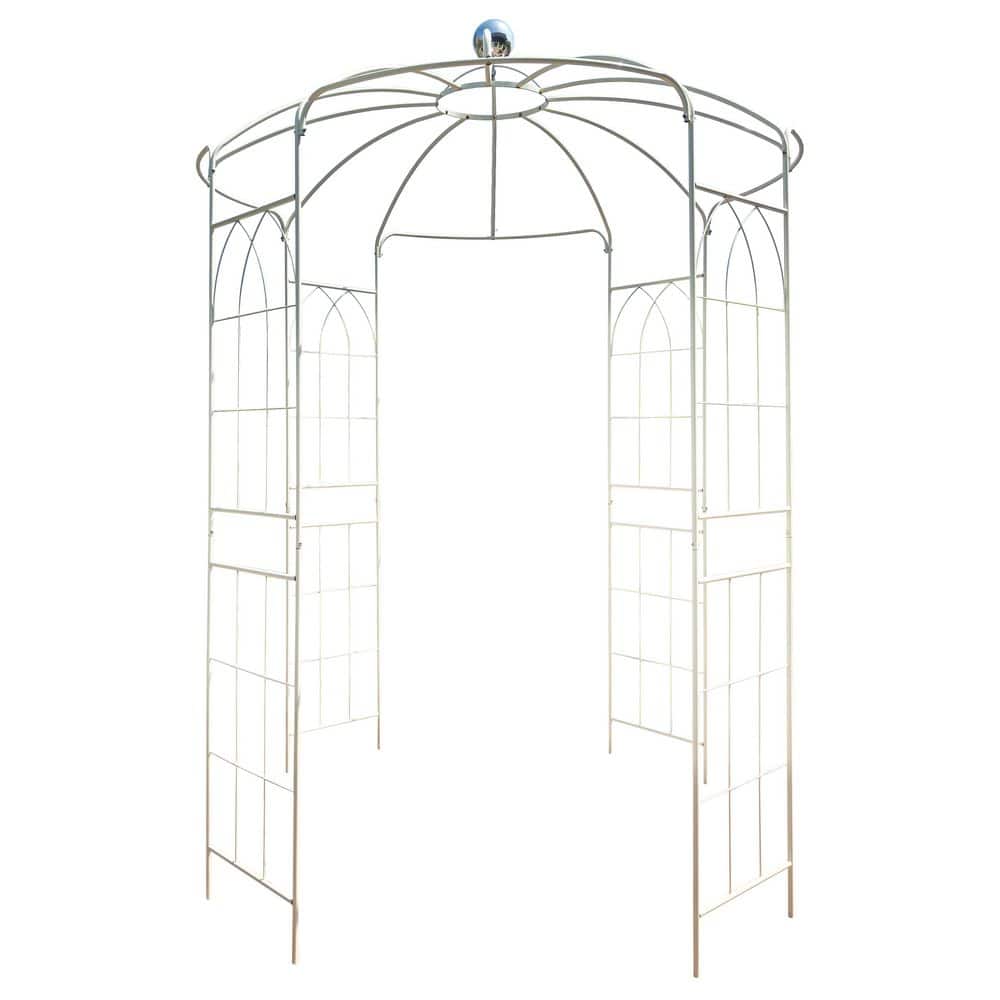 114.20 in. x 81.30 in. Cream White Metal Garden Arbor High Birdcage Shape Rose Arch for Climbing Plants Support price history on PriceWatchPro