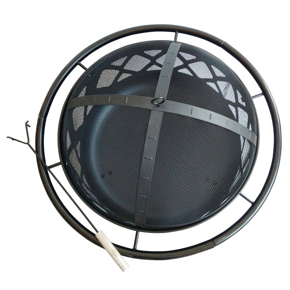 30" Black Steel Mesh Wood Burning Fire Pit