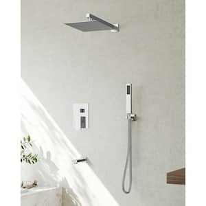 4-Spray Patterns with 10 in. Dual Wall Mount Shower Heads with Hand Shower in Chrome (Valve Included), 2.5 GPM