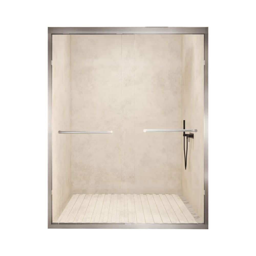 48 in. W x 72 in. H Sliding Framed Shower Door in Brushed Nickel Finish with Tempered Glass price history on PriceWatchPro