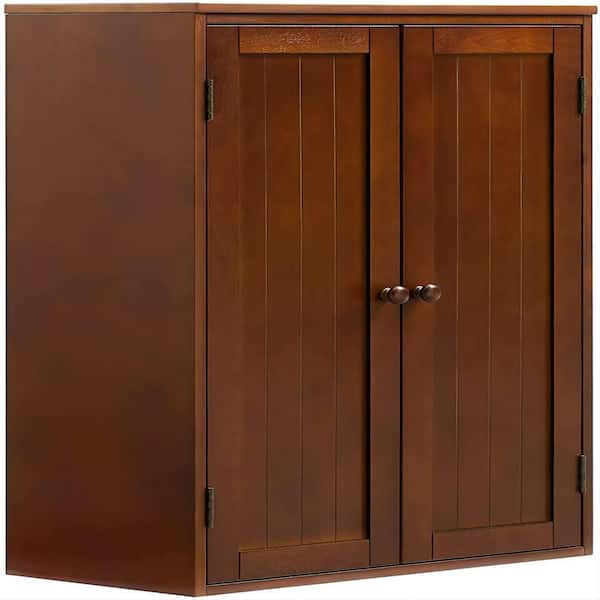 taholi 12 in. W x 23 in. D x 36 in. H in Brown MDF Linen Cabinets with Double Doors and Adjustable Shelf