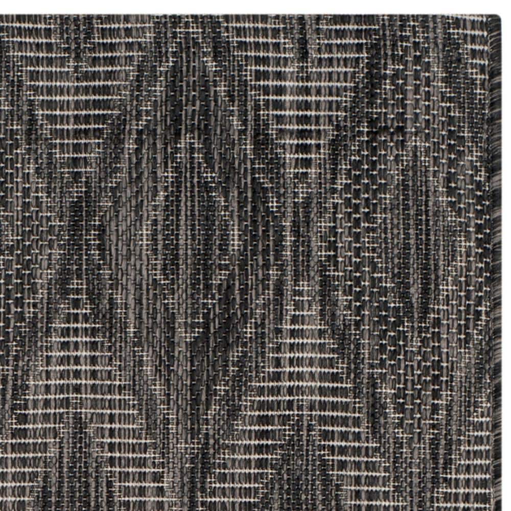 Gray and Black Geometric Outdoor Area Rug
