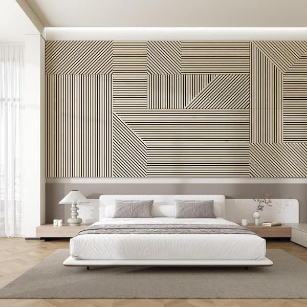 Lirago 23.6 in. x 47.2 in. Light Brown Wood Soundproofing Wall