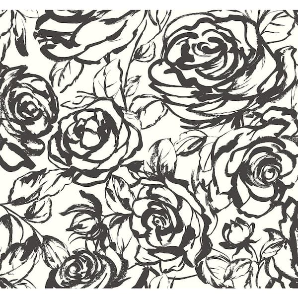 A-Street Prints Nelda Black Rose Wallpaper Sample
