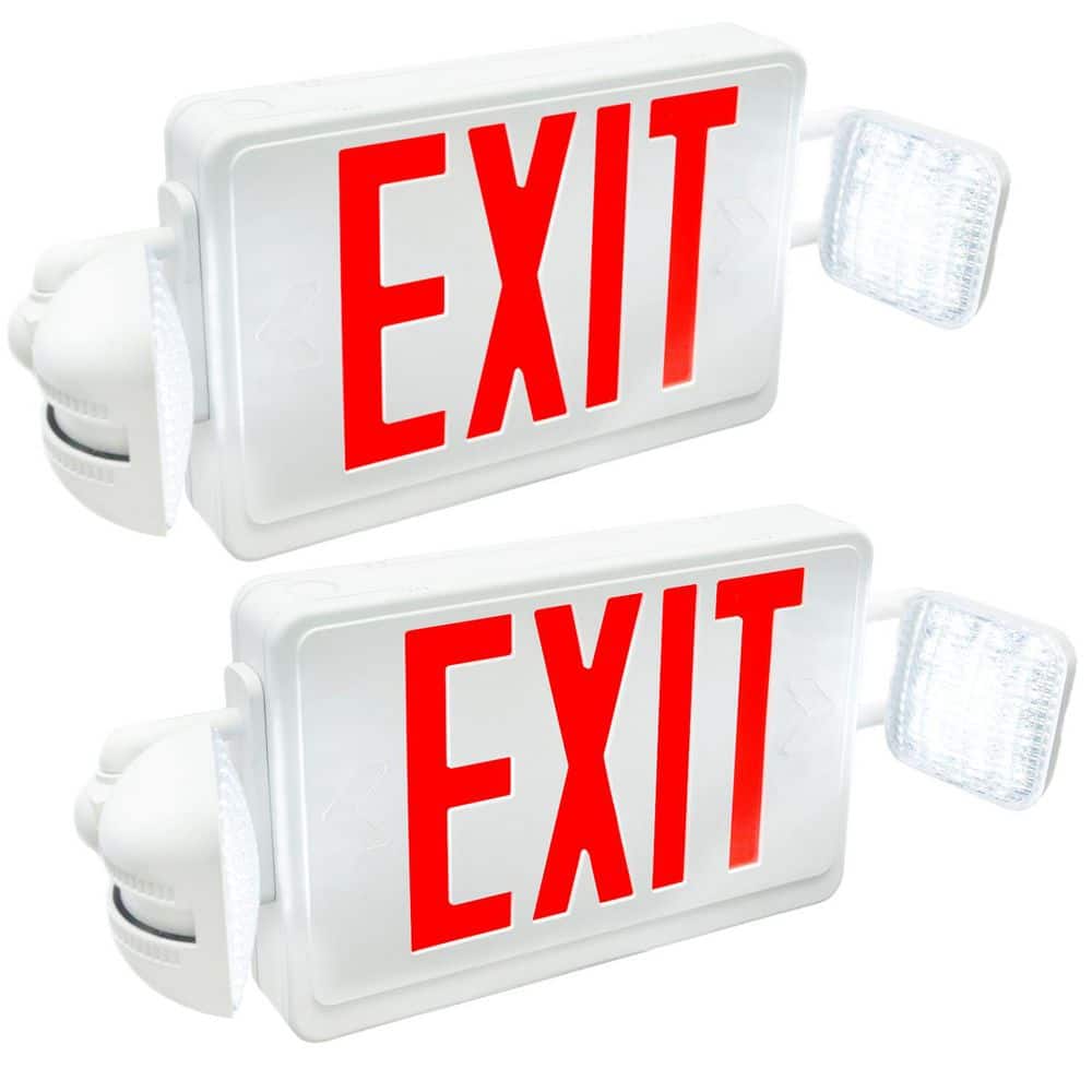 Fire Resistant 5000K White Integrated LED Exit Emergency Light with 3.6V Battery & 2 Adjustable Lamp,90 Min Backup 2 Pcs price history on PriceWatchPro