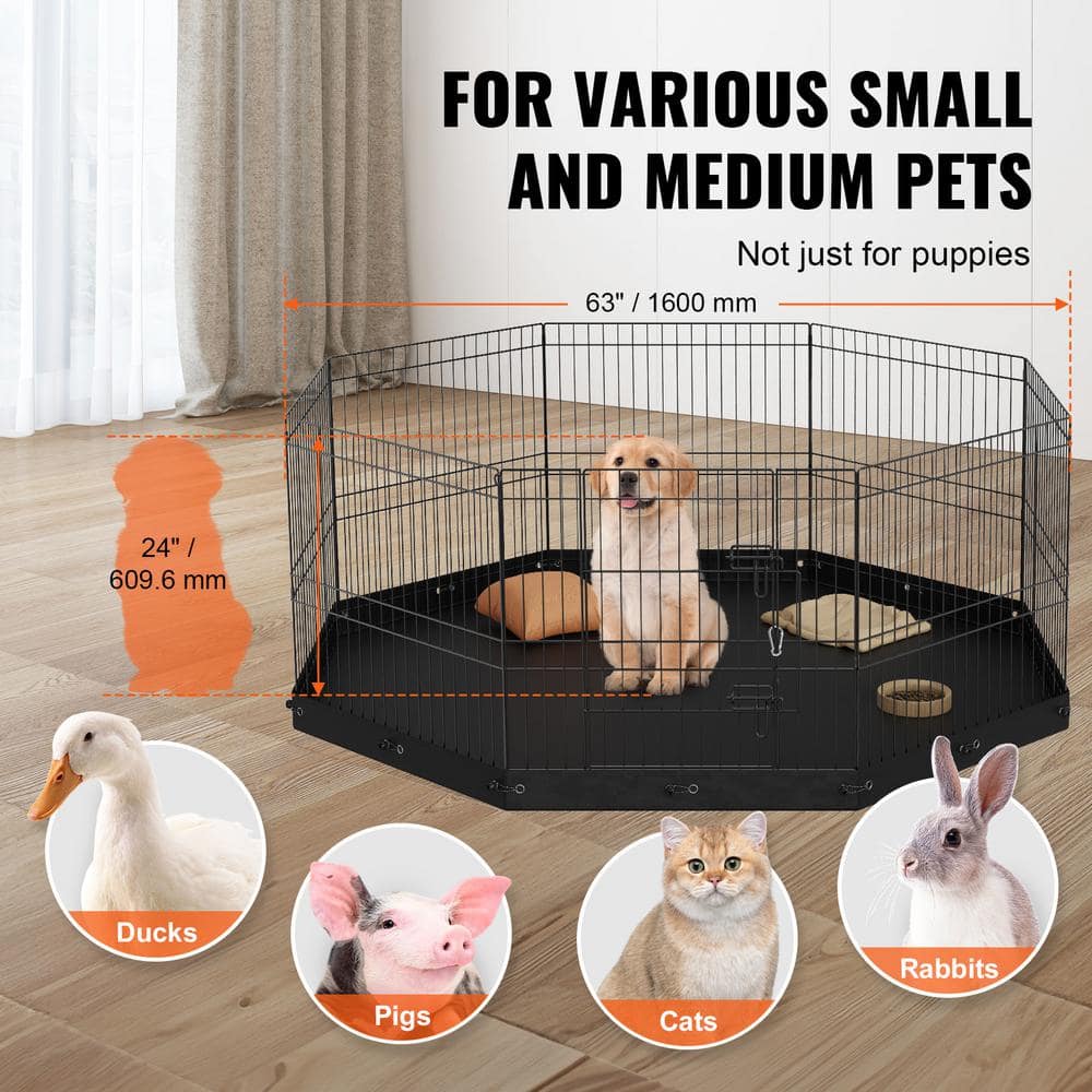 VEVOR 24" Foldable Metal Dog Playpen with Bottom Pad