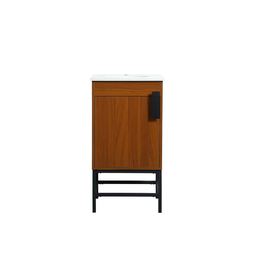 Timeless Home 18 in. W x 19 in. D x 33.5 in. H Bath Vanity in Teak with Ivo