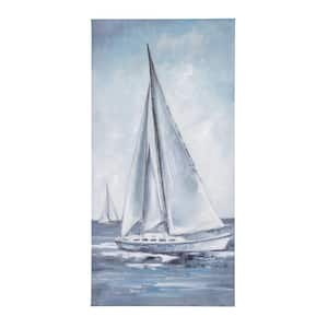 "Sail Away I" Unframed Mixed Media Nature Wall Art 48 in. x 24 in.