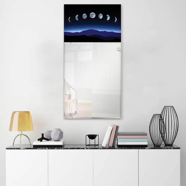 Empire Art Direct 48 in. x 24 in. Blue Moons Rectangle Framed Printed Tempered Art Glass Beveled Accent Mirror