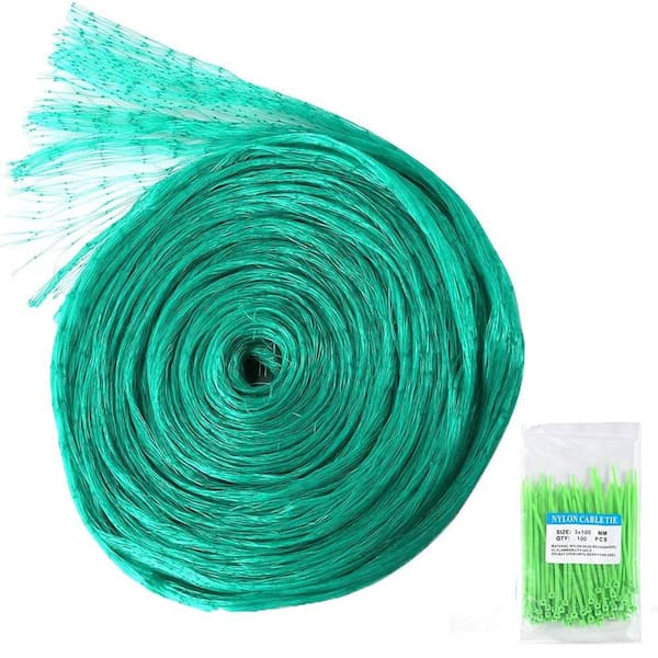 Outdoor Woven Mesh Cover Against Birds Deers Squirrels Cicadas Garden Netting with 100-Piece Cable Tie 13 ft. x 33 ft.