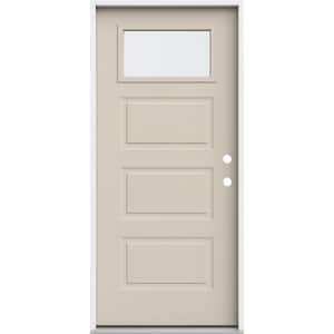 36 in. x 80 in. 3 Panel Left-Hand/Inswing 1/4 Lite Clear Glass Primed Steel Prehung Front Door