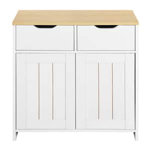 31.1 in. W x 15.60 in. D x 31.90 in. H White Linen Cabinet with 2 Drawers and Doors