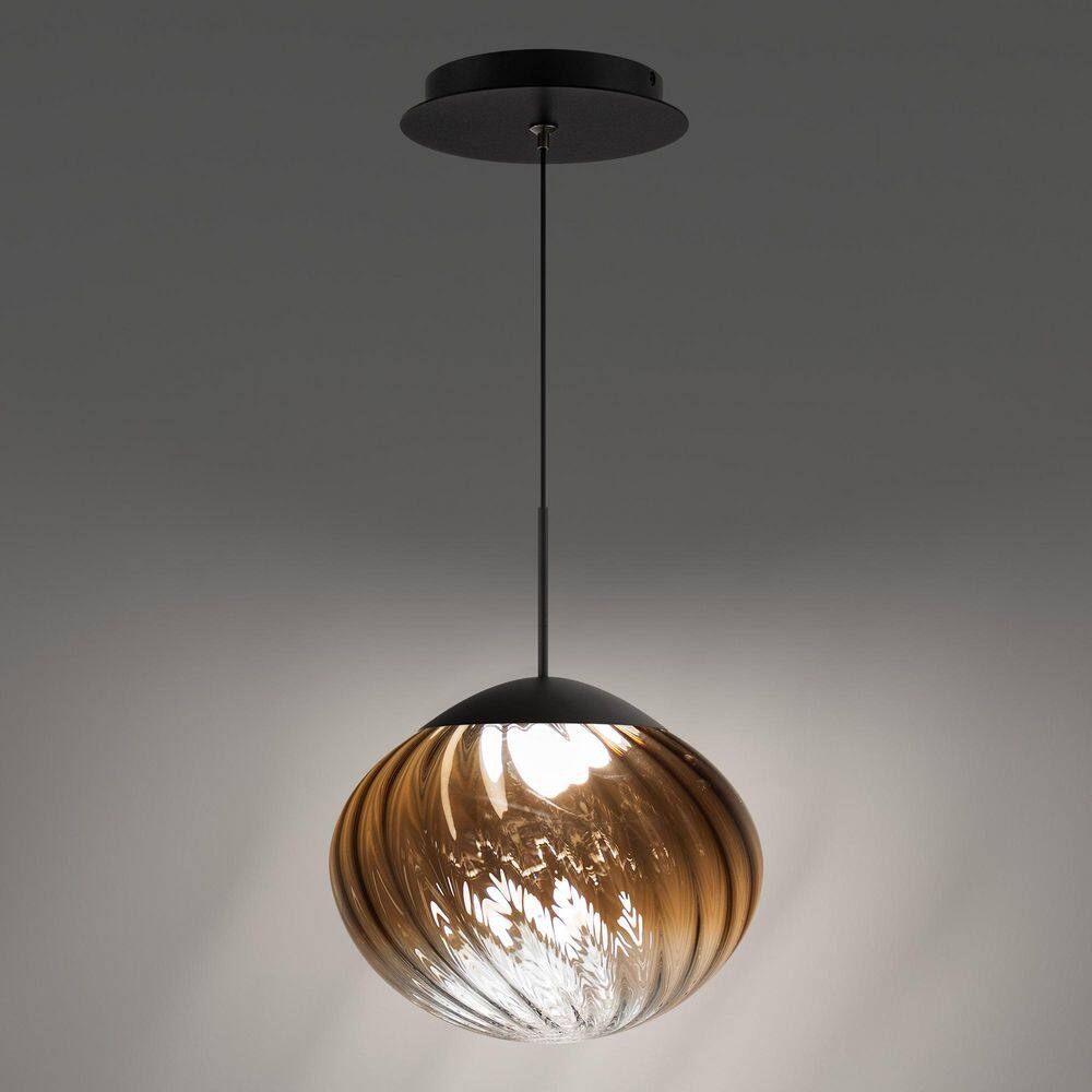 Swayzey 14 in. 1-Light Black/Amber Glass Indoor Mini-Pendant Light Integrated LED 4CCT price history on PriceWatchPro