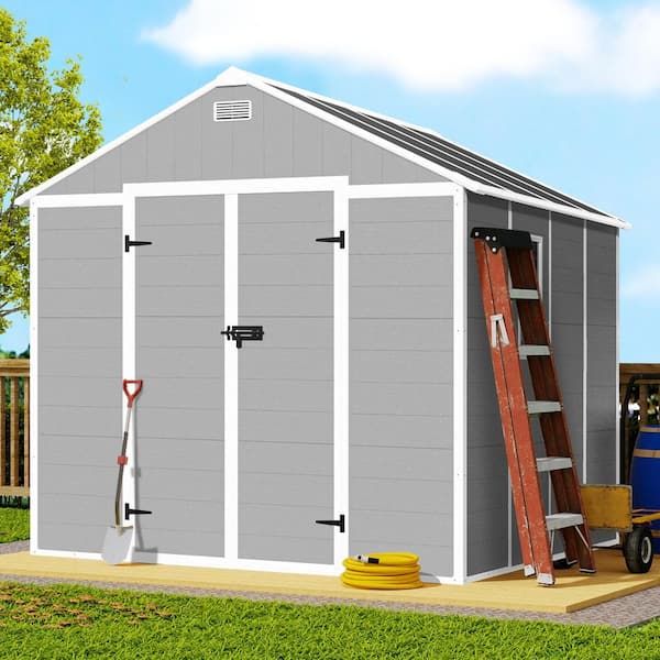 8 ft. W x 8 ft. D Resin Storage Shed with Floor for Garden and Backyard (60 sq. ft.)